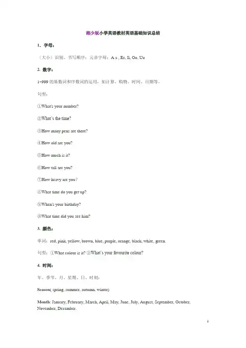 小学到初一英语知识点