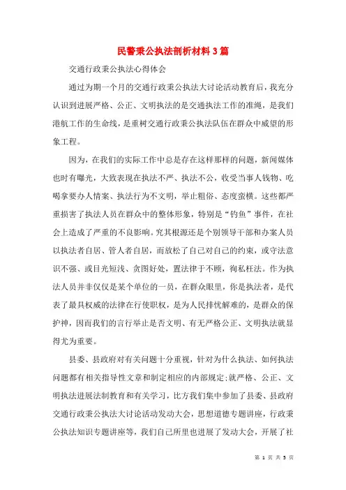 民警秉公执法剖析材料3篇(一)