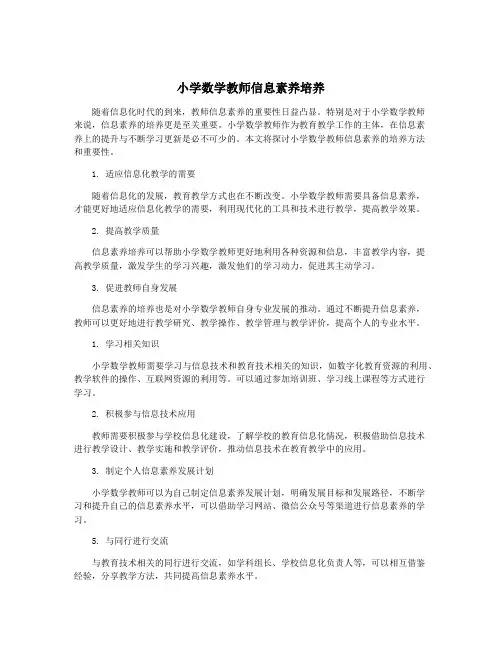 小学数学教师信息素养培养