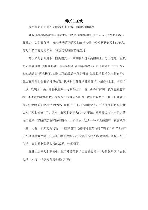 游天上王城_小学作文