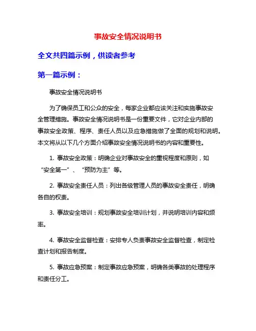 事故安全情况说明书