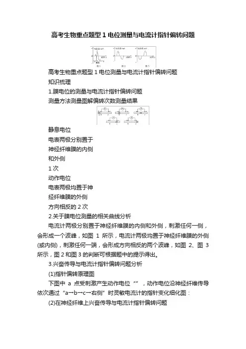 高考生物重点题型1电位测量与电流计指针偏转问题