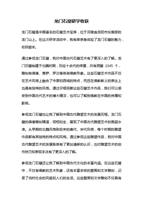 龙门石窟研学收获