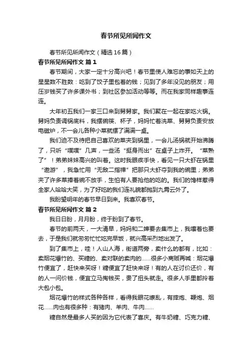 春节所见所闻作文（精选16篇）