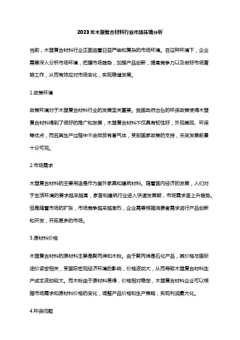2023年木塑复合材料行业市场环境分析