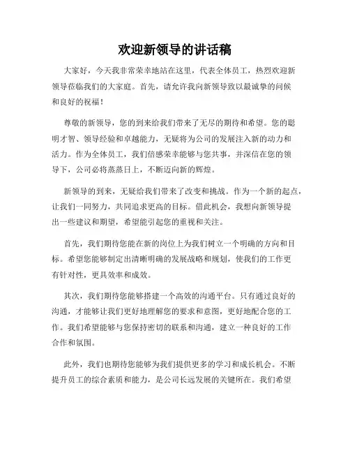 欢迎新领导的讲话稿