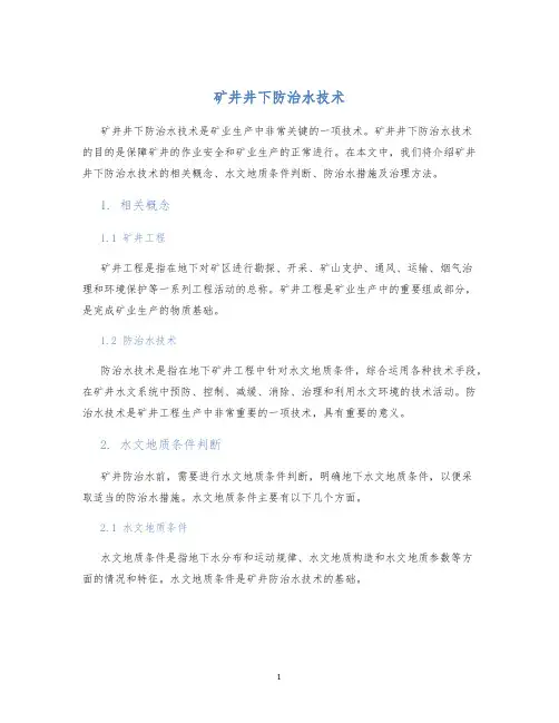 矿井井下防治水技术