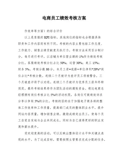 电商员工绩效考核方案