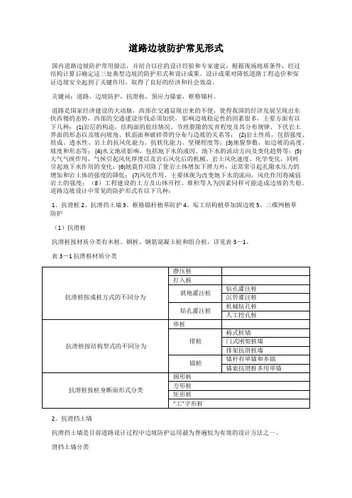 道路边坡防护常见形式