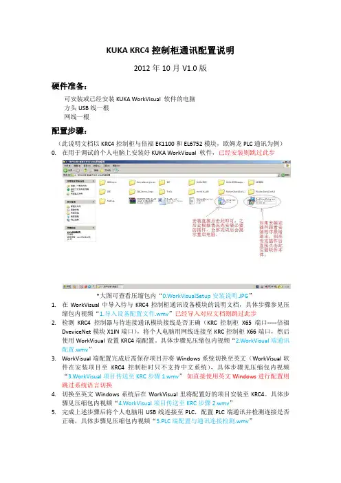 KUKA KRC4控制柜通讯配置说明
