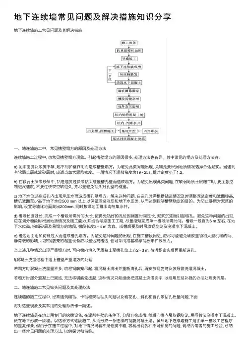 地下连续墙常见问题及解决措施知识分享