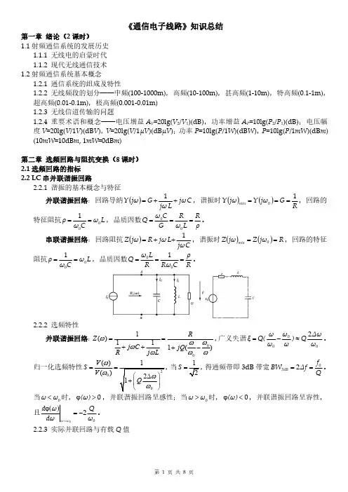 东南大学《通信电子线路》知识总结