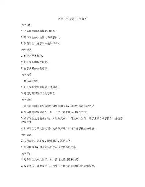 趣味化学动初中化学教案