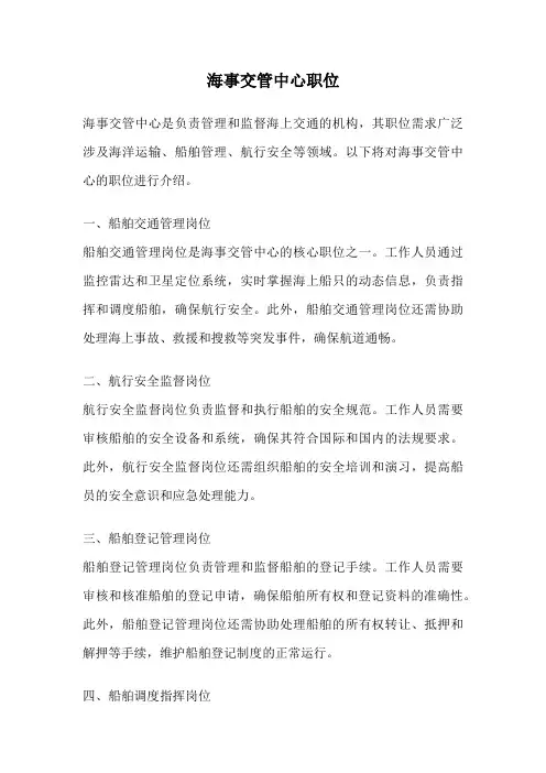 海事交管中心职位
