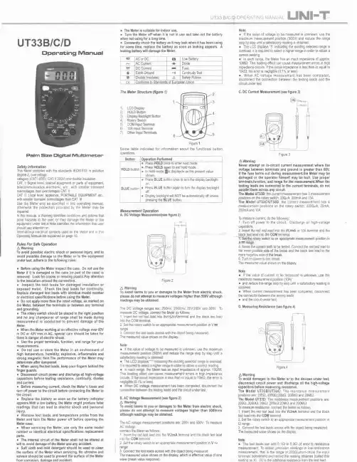 UT33B C D数字万用表操作手册说明书