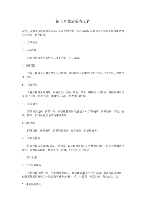 超市开业前筹备工作