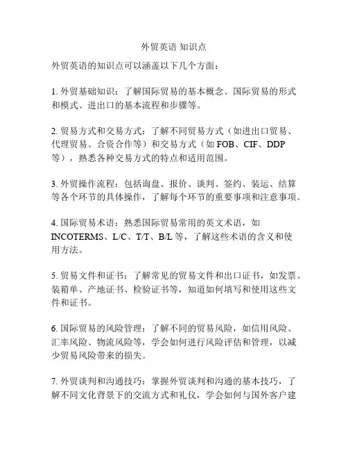 外贸英语 知识点