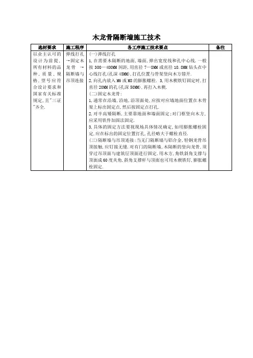 木龙骨隔断墙施工技术