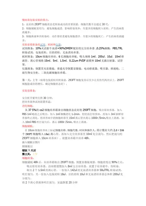 慢病毒包装实验步骤