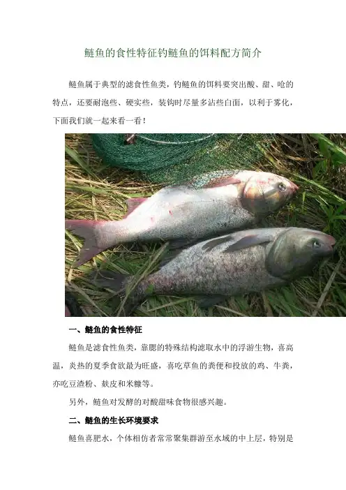 鲢鱼的食性特征 钓鲢鱼的饵料配方简介