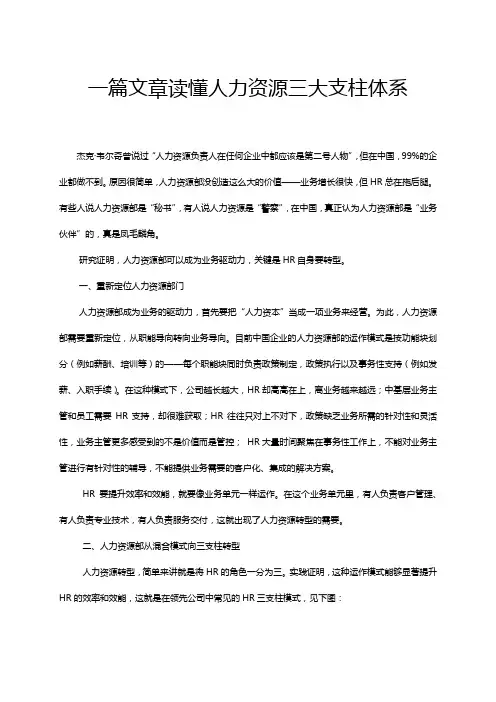 三支柱详解、模式及HRBP胜任力模型3套(23页)
