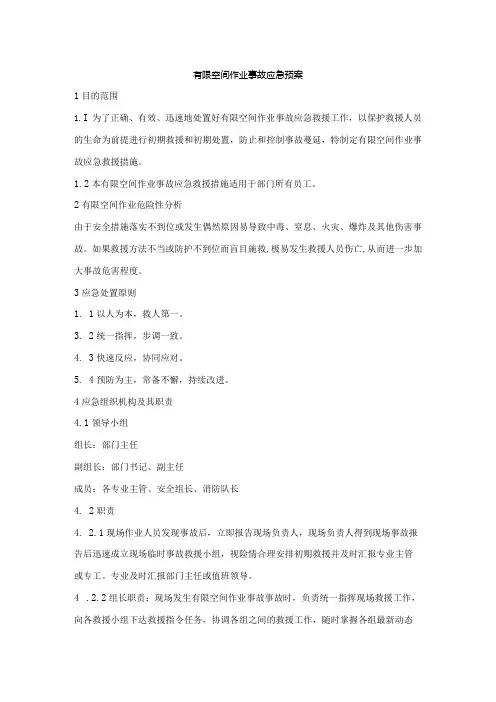 有限空间作业事故应急预案