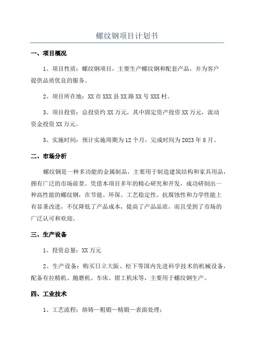 螺纹钢项目计划书