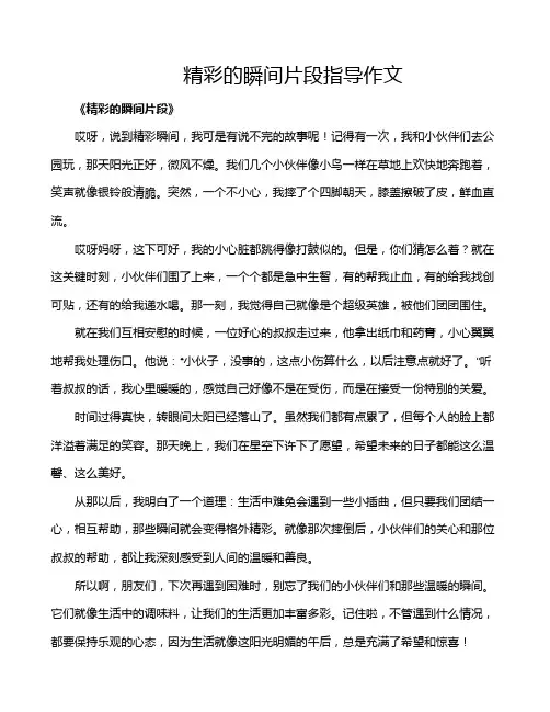精彩的瞬间片段指导作文