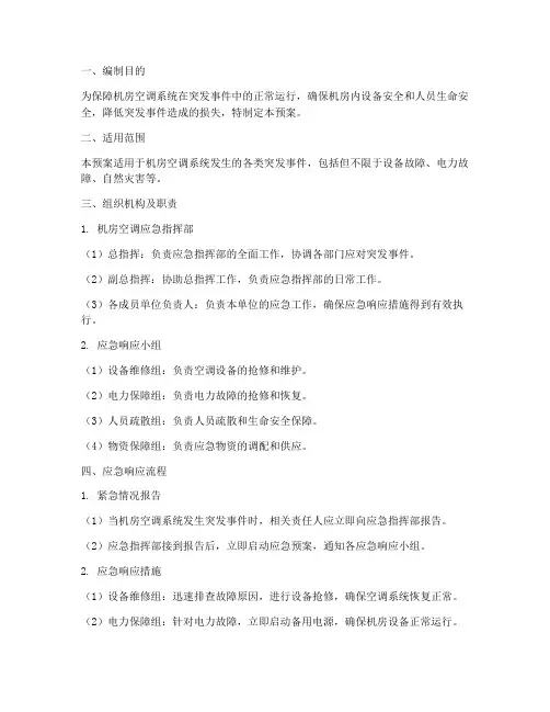 机房空调应急响应预案