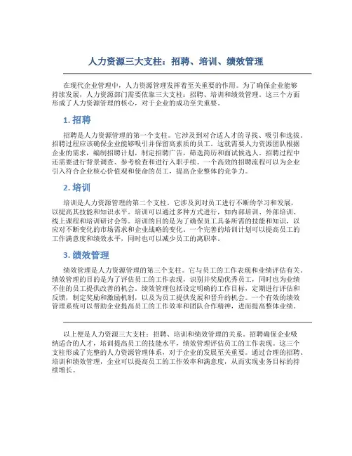 人力资源三大支柱六大模块的关系