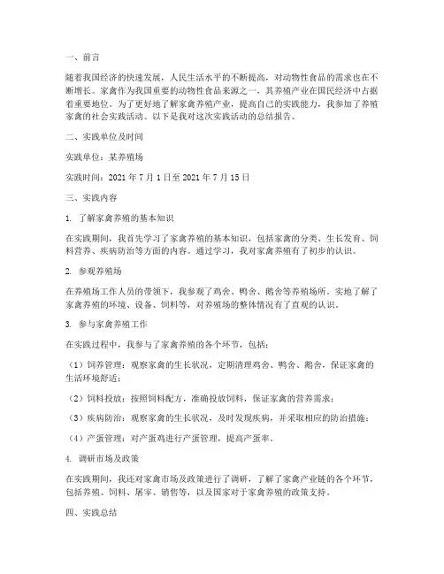 养殖家禽社会实践报告