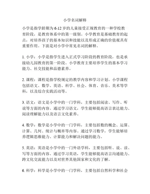 小学名词解释