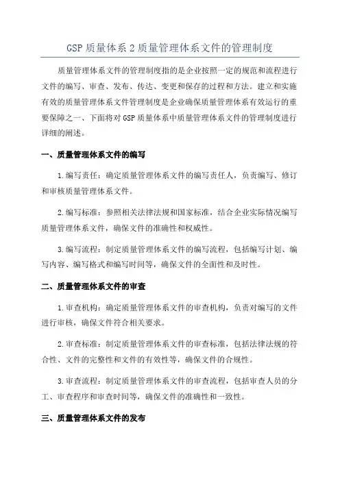 GSP质量体系2质量管理体系文件的管理制度