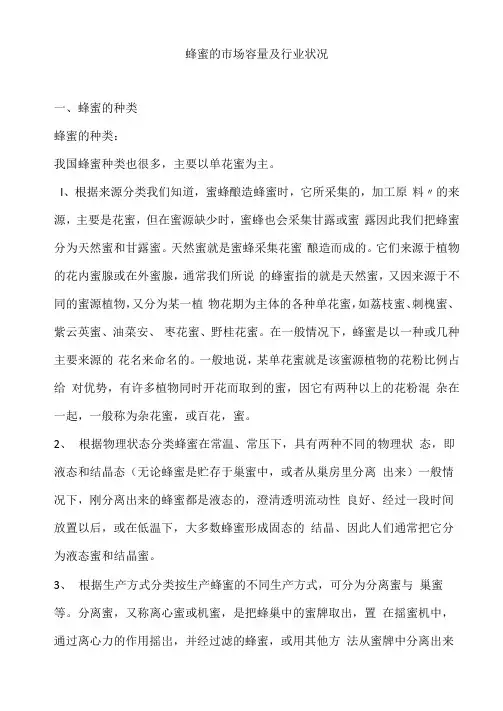 蜂蜜的市场容量及行业状况