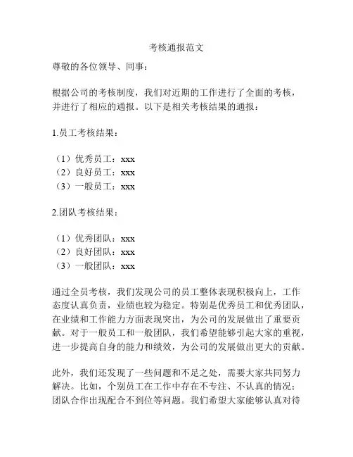 考核通报范文