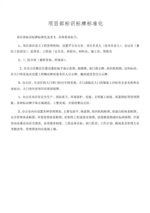 项目部标识标牌标准化