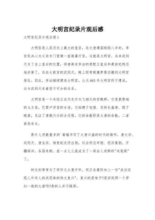 大明宫纪录片观后感