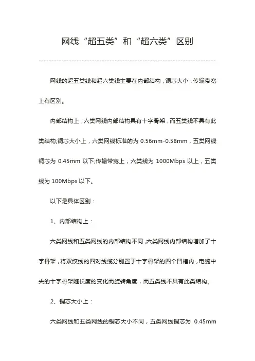 网线超五类和超六类什么区别