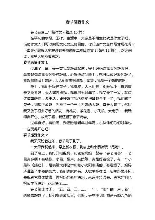 春节感受二年级作文（精选15篇）