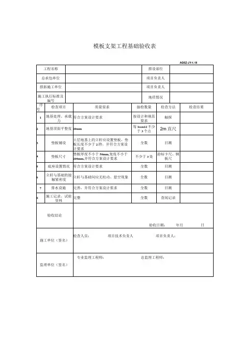模板支架工程基础验收表