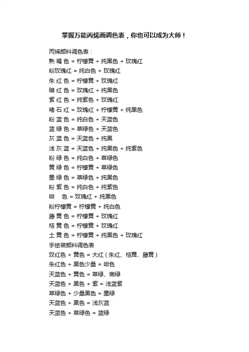 掌握万能丙烯画调色表，你也可以成为大师！