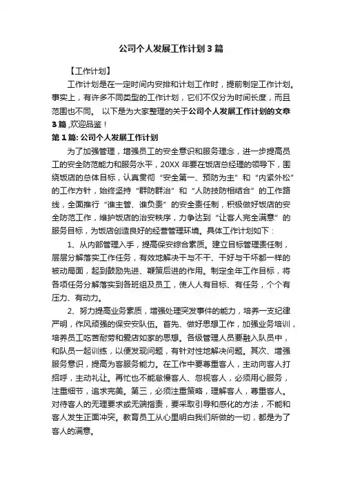 公司个人发展工作计划3篇