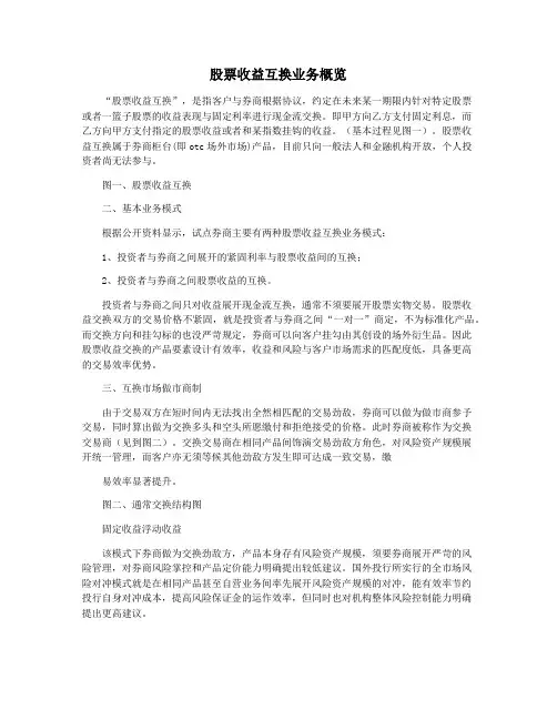 股票收益互换业务概览