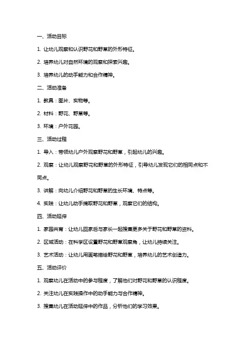 幼儿园小班科学活动《野花和野草》教案