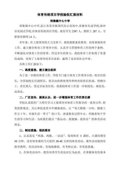 体育项目传统验收材料