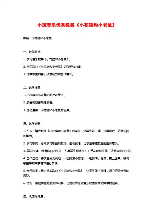 小班音乐优秀教案《小花猫和小老鼠》 (3)