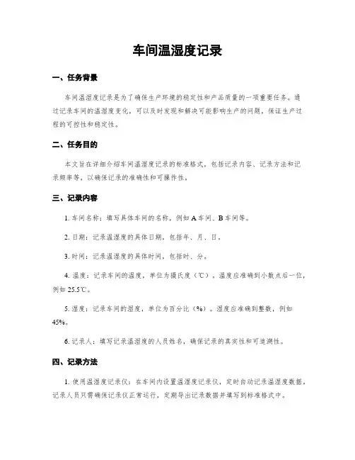 车间温湿度记录