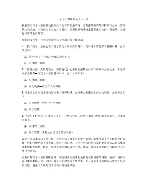 个人所得税账务会计分录