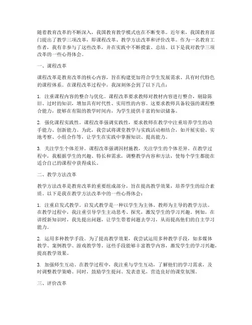 教学三项改革心得体会