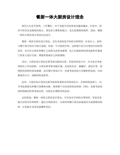 餐厨一体大厨房设计理念